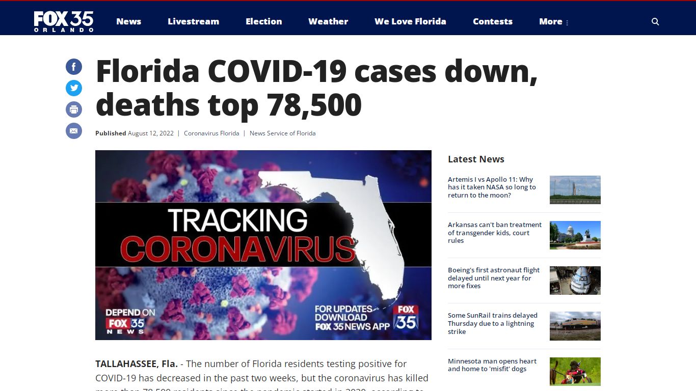 Florida COVID-19 cases down, deaths top 78,500